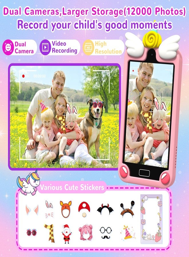 YIFOCO Kids Smart Phone for Girls, Toddler Birthday Gifts for Girl 3 4 5 6 7 8 9 10 Year Old, Kids Toy Cell Phone with 4" Touchscreen Cameras, Music, Games, Travel Preschool Learning Education Toy - Image 5